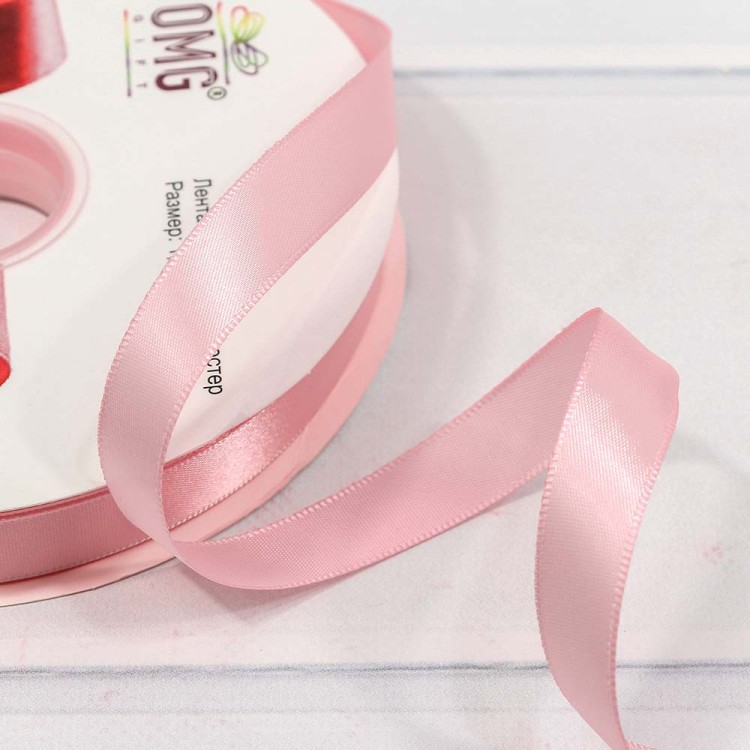 556-15/123 Лента Атласная Полиэстер класс А 1,5см*100ярд Нежно-розовый 1/13 1/52