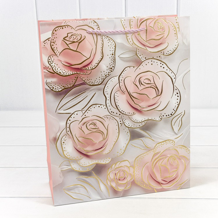 000113C Пакет подарочный с тиснением "Цветы"  (микс 113) 26*32*10 210г 1/20 1/240