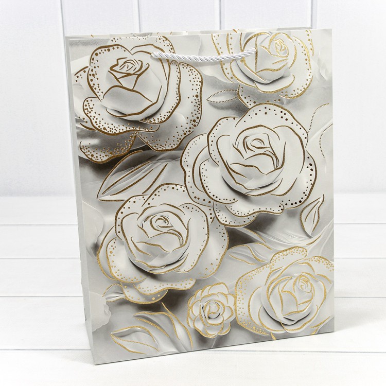 000113C Пакет подарочный с тиснением "Цветы"  (микс 113) 26*32*10 210г 1/20 1/240