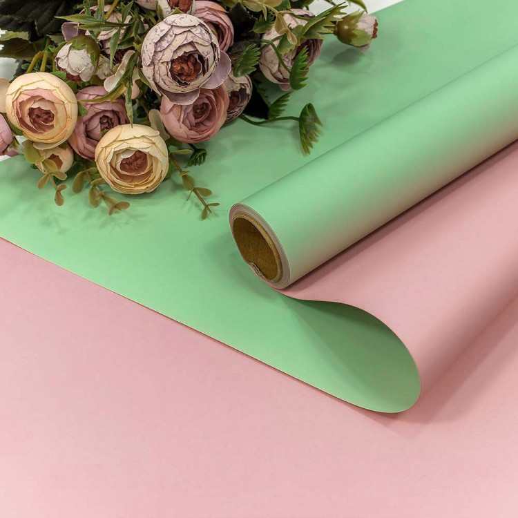 1604/2253 Плёнка 0,58*10м матовая двухсторонняя 65мкм Бледно-зелёный/Розовый 1/30 1604/2253 Плёнка 0,58*10м матовая двухсторонняя 65мкм Бледно-зелёный/Розовый 1/30