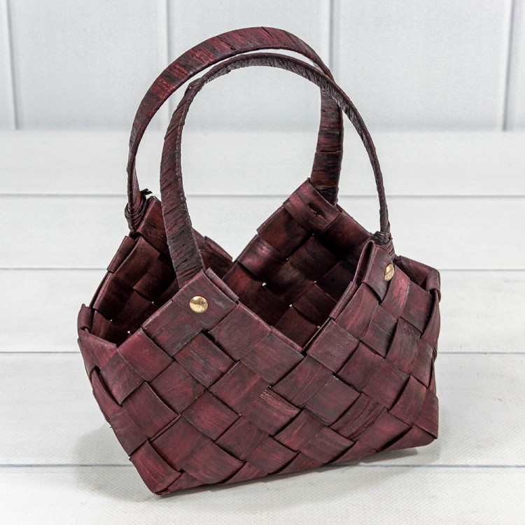 420332/1051 Корзина плетёная 20*11*12 (±5%) из секвойи с ручками Бурый 1/60