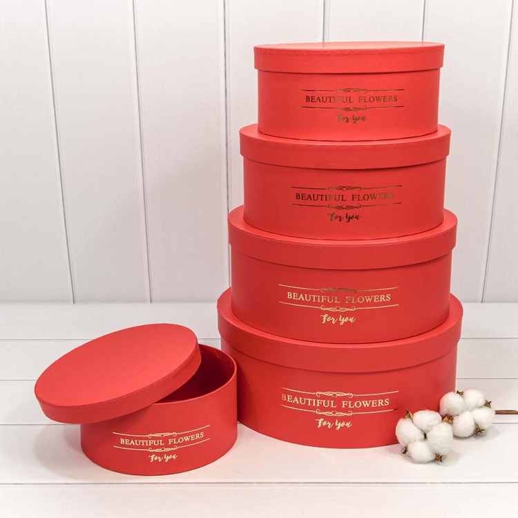 720886/3 Коробки Круглые Набор 1/5 31*12,5 "Beautiful Flowers" Красный 1/8
