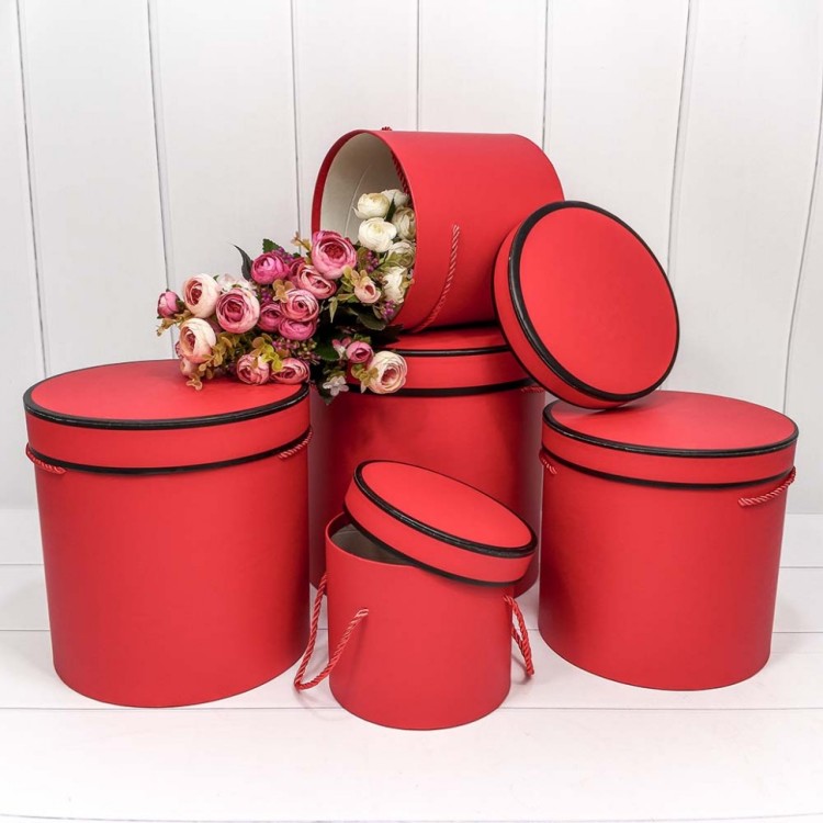 7201321/1 Набор коробок 1/5 цилиндр 25*25 см красный 1/12 1