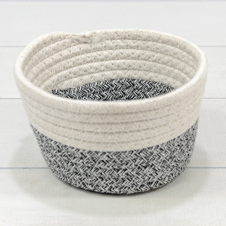420165/75 Корзина плетёная Круглая 15*9 (±5%) из хлопка Белый/Серый 1/120