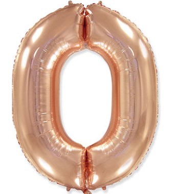 1207-3248 Шарик цифра "0", 101см Rose Gold