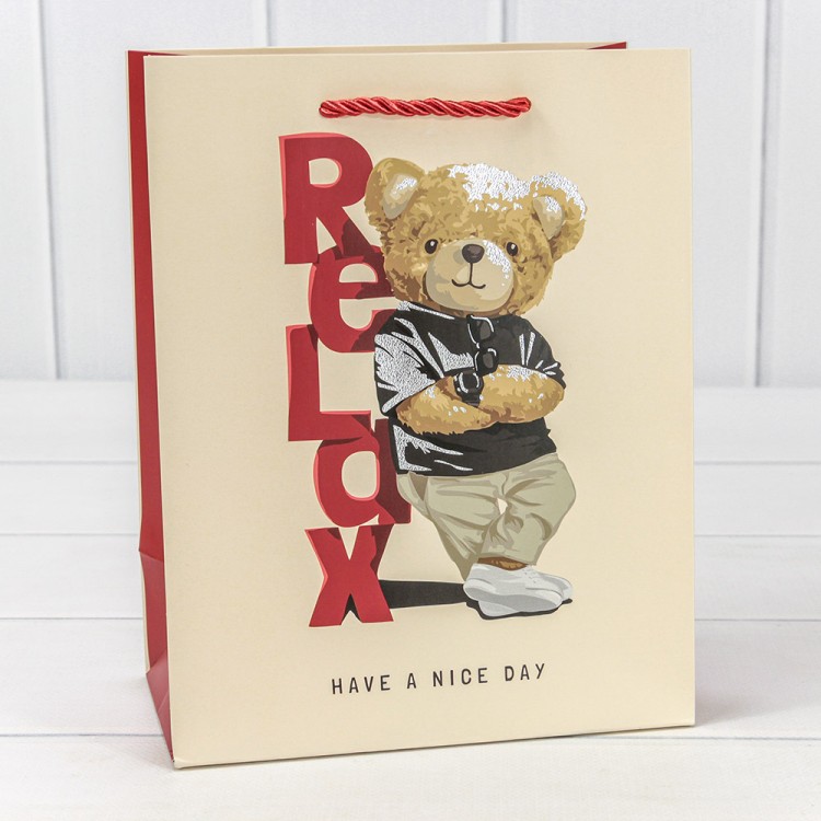 000109E Пакет подарочный с тиснением "Мишки" (микс 109) 18*23*10 210г 1/20 1/240