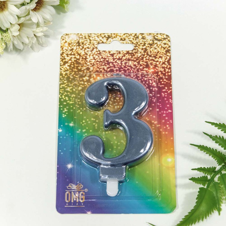 20010-74/3 Свеча для торта Цифра 3 "Гигант" 8см Синий 1/12 1/288