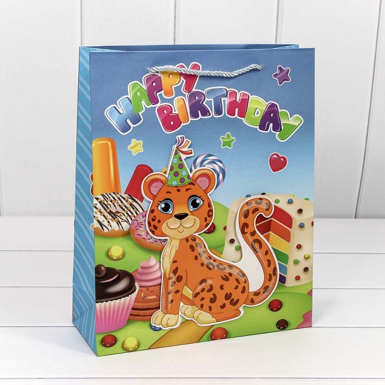 000105C Пакет подарочный с 3D аппликацией "Детский" (микс 2) 26*32*10 1/20 1/240