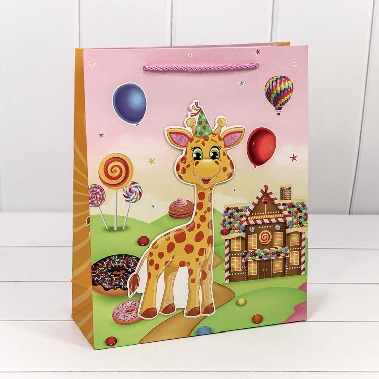 000105C Пакет подарочный с 3D аппликацией "Детский" (микс 2) 26*32*10 1/20 1/240