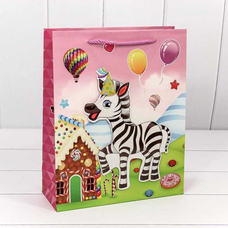 000105C Пакет подарочный с 3D аппликацией "Детский" (микс 2) 26*32*10 1/20 1/240