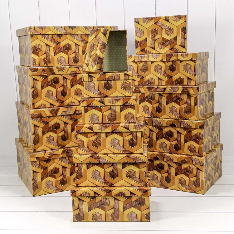 721902/1750 Коробки Прямоугольные Набор 1/15 42,5*33*17,6 "Золотой узор" 1/2