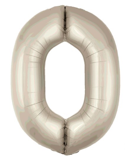 1207-4710 Шар цифра "0" 101см, кремовый Сатин