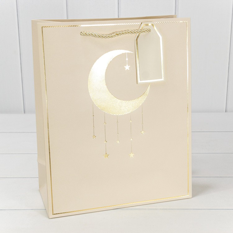 000291C/5 Пакет подарочный с тиснением "Полумесяц" (291) 26*32*12 210г Бежевый 1/20 1/240