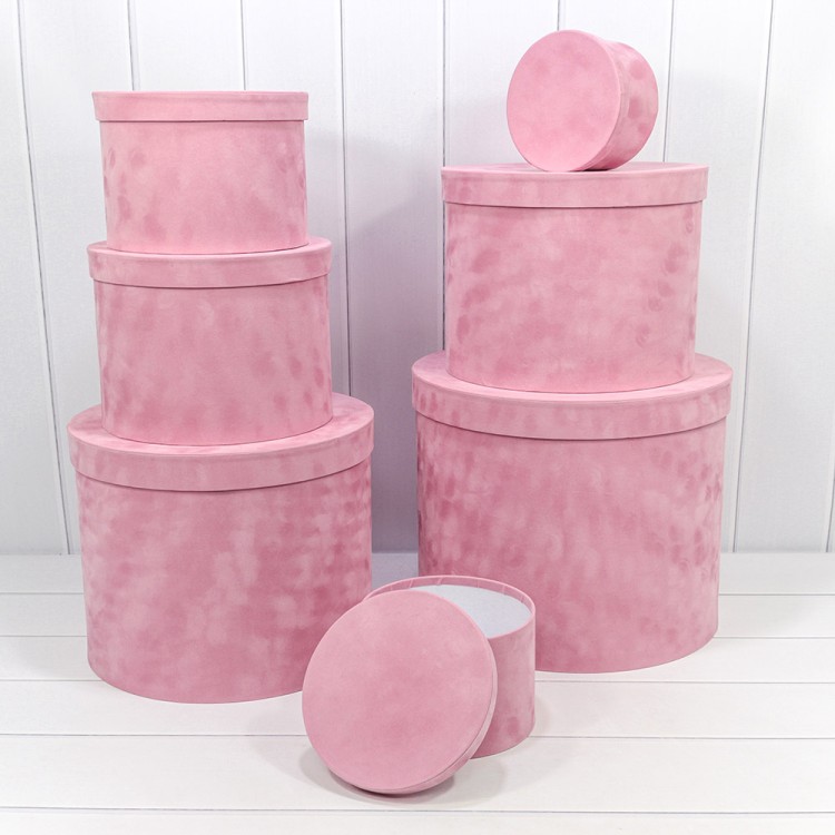 721420/2 Коробки Цилиндр Набор 1/7 40*33 "Бархатный" Розовый 1/1