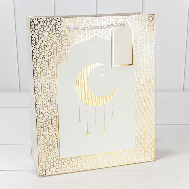 000292C/1 Пакет подарочный с тиснением "Полумесяц" (292) 26*32*12 210г Белый 1/20 1/240