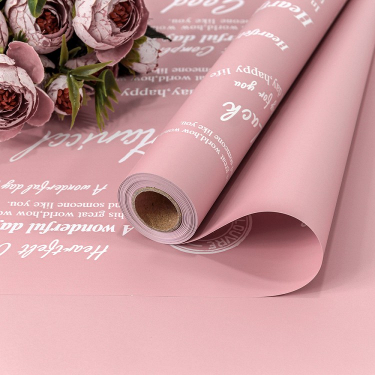 1601/4092 Плёнка 0,58*10м матовая с печатью 65мкм Пастельно-розовый 1/30