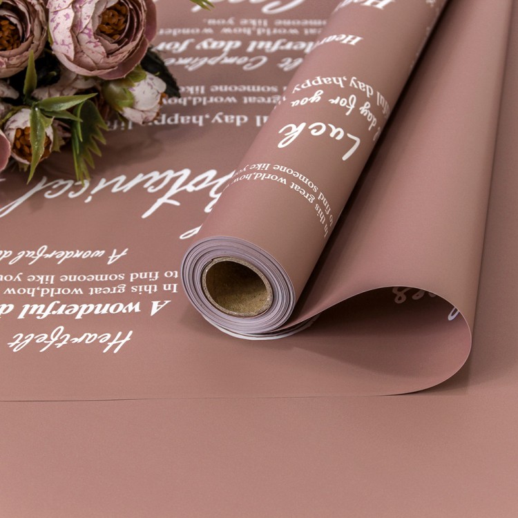 1601/4099 Плёнка 0,58*10м матовая с печатью 65мкм Тёмно-пудровый 1/30