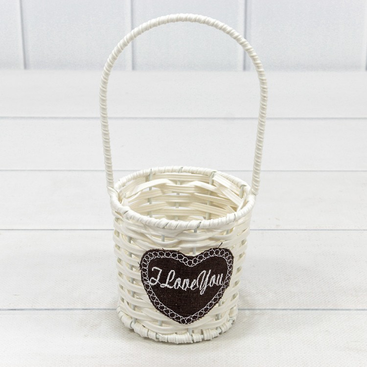 420128/1 Корзина плетёная Круглая 10*9 (±5%) из пластика с ручкой Белый 1/100