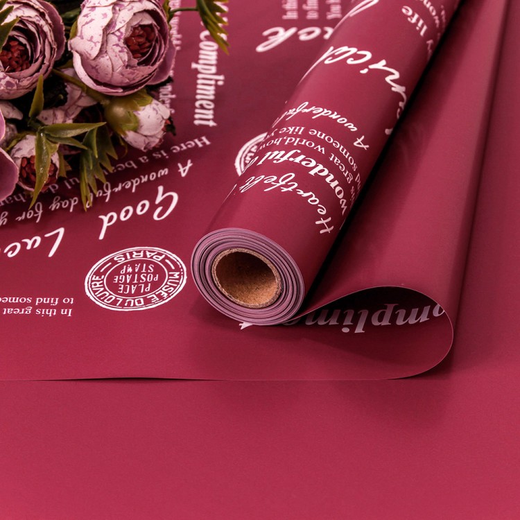 1601/2041 Плёнка 0,58*10м матовая с печатью 65мкм Вишнёвый 1/30