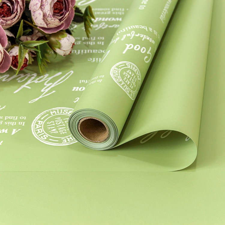 1601/7493 Плёнка 0,58*10м матовая с печатью 65мкм Фисташковый 1/30