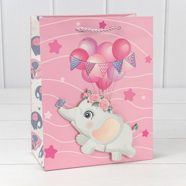 000328E Пакет подарочный с 3D аппликацией "Детский" (микс 328) 18*23*10 210г 1/20 1/360