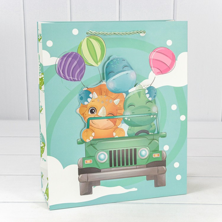 000328C Пакет подарочный с 3D аппликацией "Детский" (микс 328) 26*32*10 210г 1/20 1/240