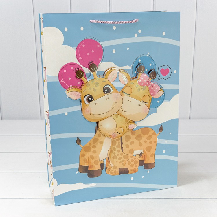 000328A Пакет подарочный с 3D аппликацией "Детский" (микс 328) 30*41,5*12 210г 1/20 1/80