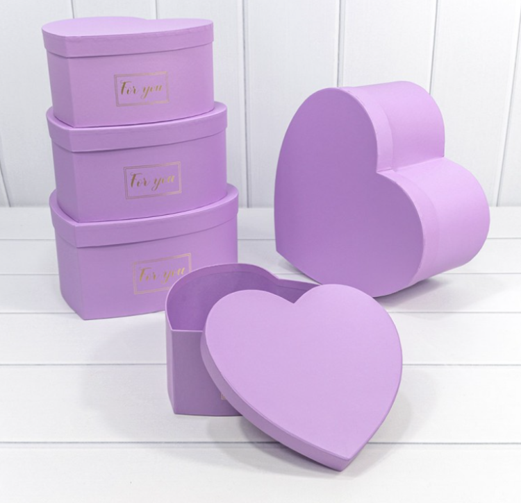 720911/4 Коробки "Сердце" Набор 1/5 27*26*13 Сиреневый 1/12