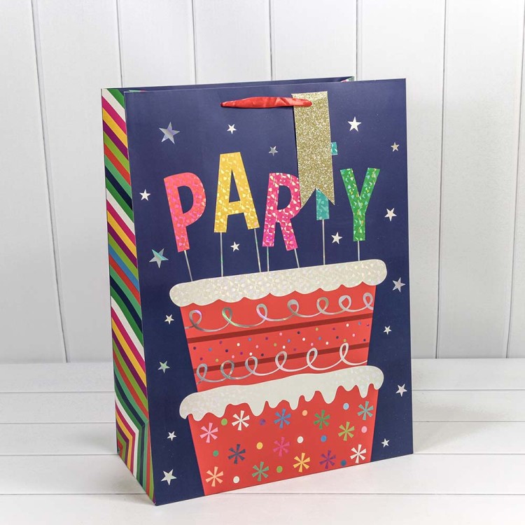 000159T Пакет подарочный с тиснением "Happy Birthday" (микс) 40*55*20 210г 1/20 1/60