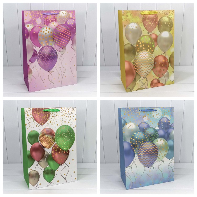 000111N Пакет подарочный с 3D аппликацией "Воздушные шары" (микс) 42*62*25 210г 1/20 1/60