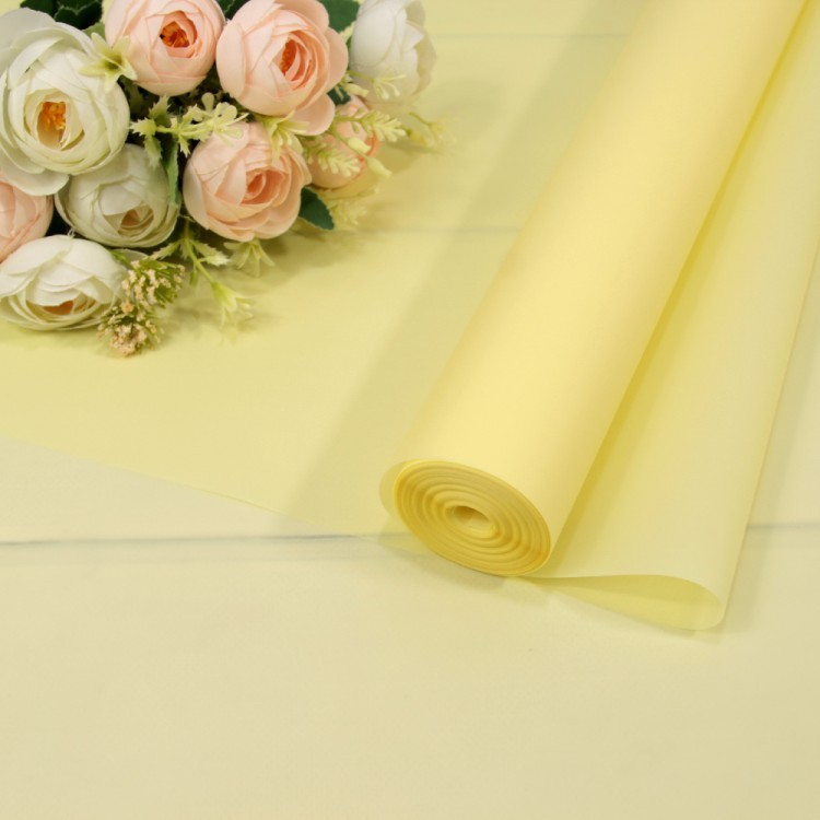 90057/0131 Плёнка 0,59*34м 900г матовая однотонная 55мкм Светло-жёлтый 1/6 1/12