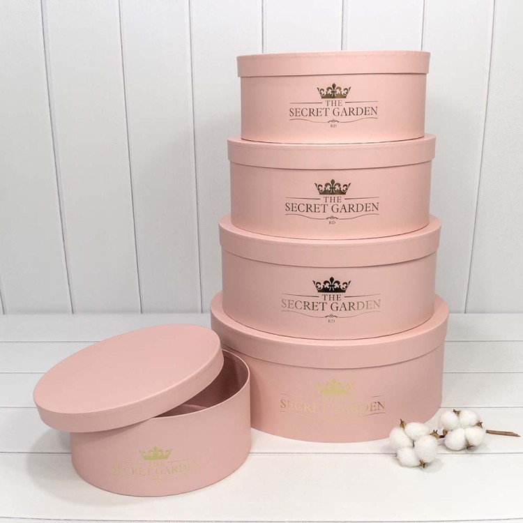 720888/6 Коробки Круглые Набор 1/5 37,5*14,5 "The Secret Garden" Персиковый 1/6