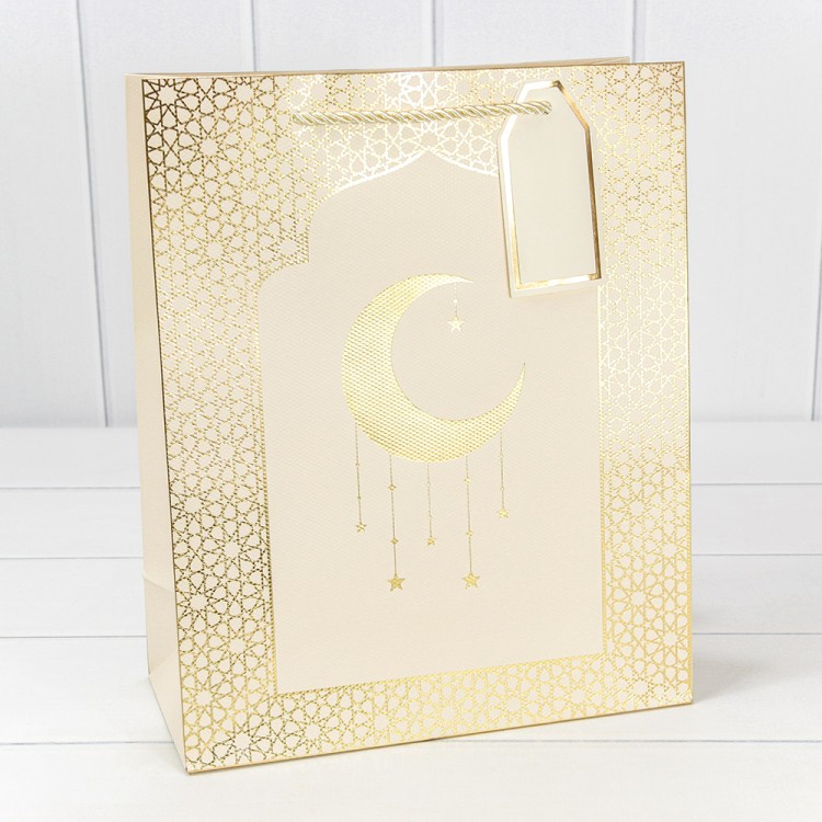 000293C/5 Пакет подарочный с тиснением "Полумесяц" (293) 26*32*12 210г Бежевый 1/20 1/240