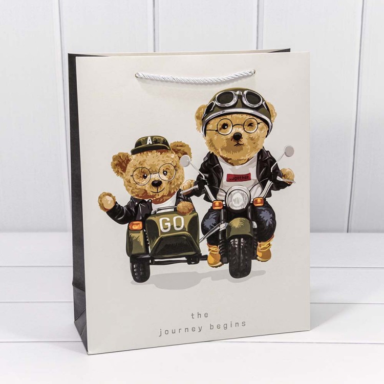 000116C Пакет подарочный "Стильные мишки" (микс) 26*32*13 210г 1/20 1/240