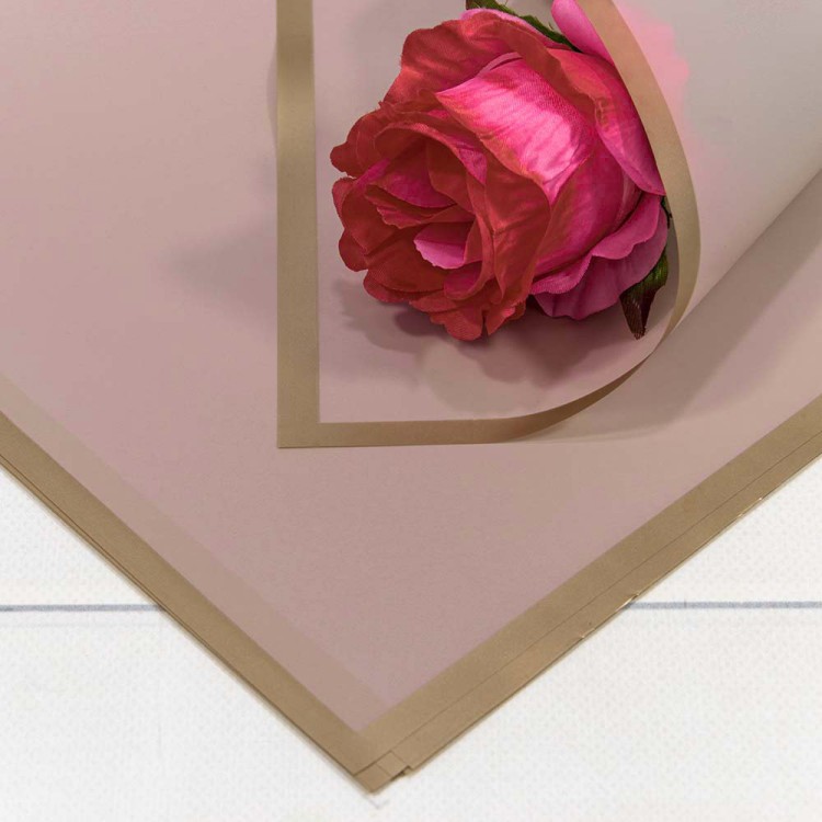 1640/6029 Плёнка в листах 58*58 (20 шт.) матовая с золотым краем 50мкм Розовато-серый 1/60