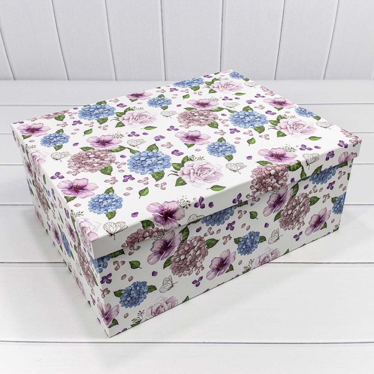 721902/1477 Набор коробок Прямоугольные 1/15 42,5*33*17,6 "Гортензия на белом фоне" 1/2																																													