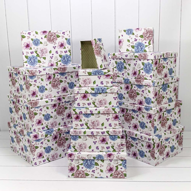 721902/1477 Набор коробок Прямоугольные 1/15 42,5*33*17,6 "Гортензия на белом фоне" 1/2																																													