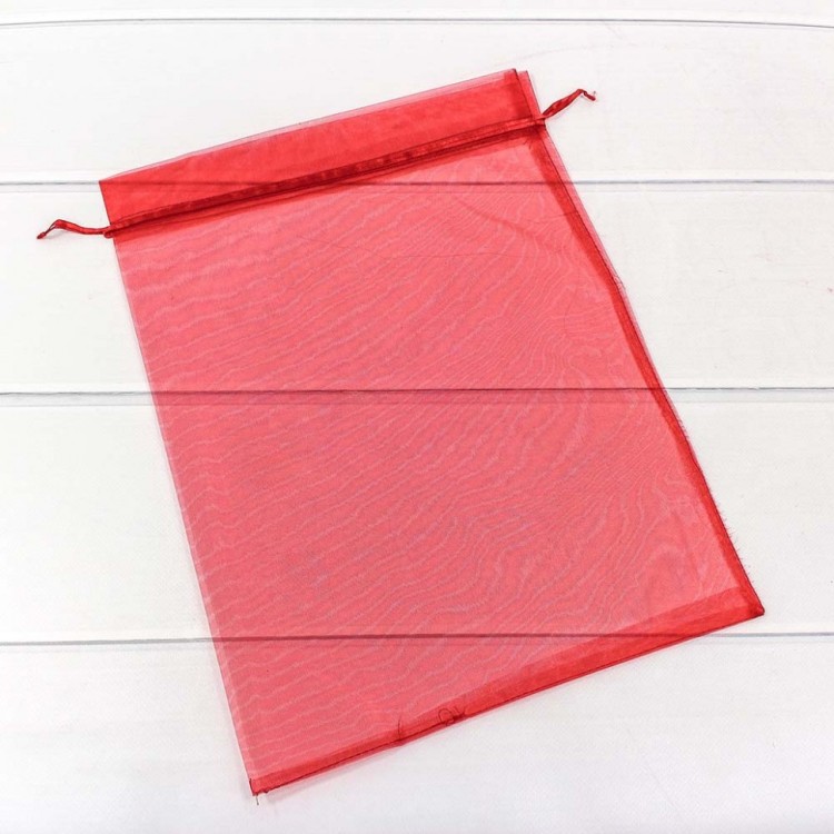 000801-3A Мешочки из органзы 30*40 см однотонные красный 1/100 1/2000